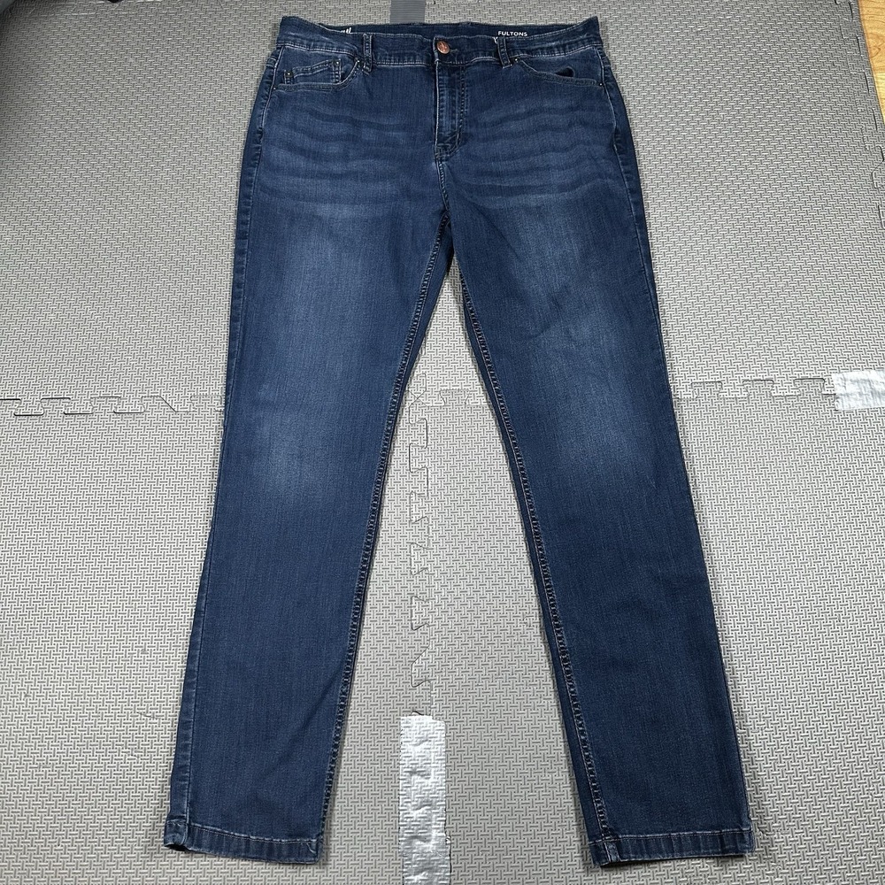 Mugsy Jeans Mens 35x29* Fultons Straight Stretch Denim Blue Preppy Casual City